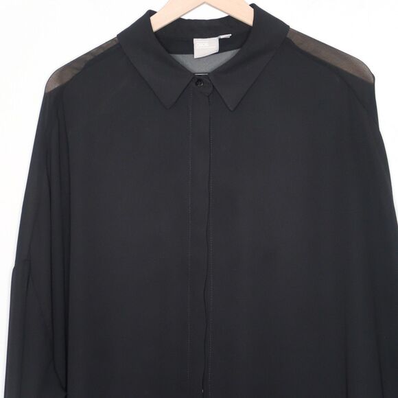 ASOS Womens Oversized Button Up Shirt 16 Black Sheer Flowy Office Career Staple - Picture 5 of 10
